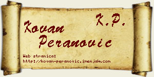 Kovan Peranović vizit kartica